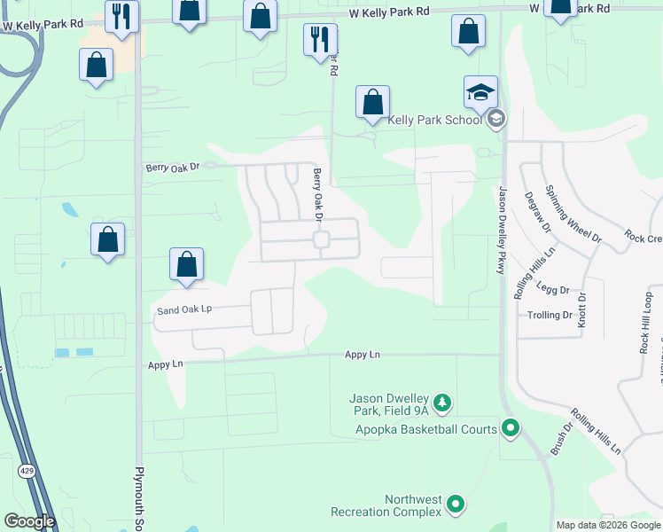 map of restaurants, bars, coffee shops, grocery stores, and more near 2693 Tree Meadow Loop in Apopka