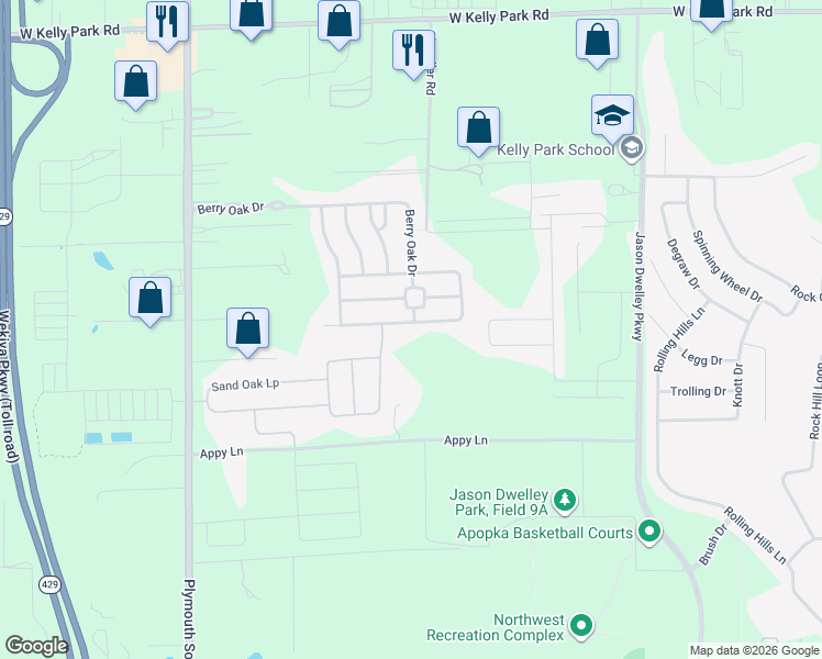 map of restaurants, bars, coffee shops, grocery stores, and more near 2709 Tree Meadow Loop in Apopka
