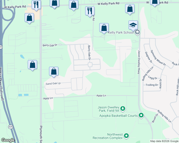 map of restaurants, bars, coffee shops, grocery stores, and more near 2709 Tree Meadow Loop in Apopka