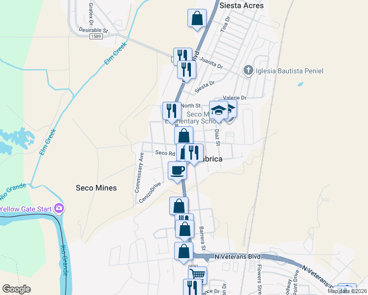 map of restaurants, bars, coffee shops, grocery stores, and more near 2722 U.S. 277 in Eagle Pass