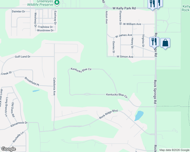 map of restaurants, bars, coffee shops, grocery stores, and more near 351 Kentucky Blue Circle in Apopka
