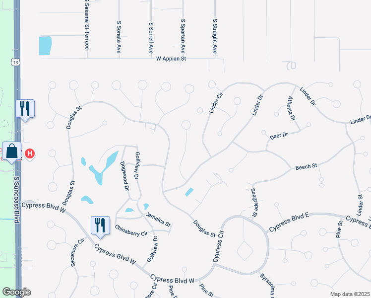 map of restaurants, bars, coffee shops, grocery stores, and more near 22 Lemington Court in Homosassa