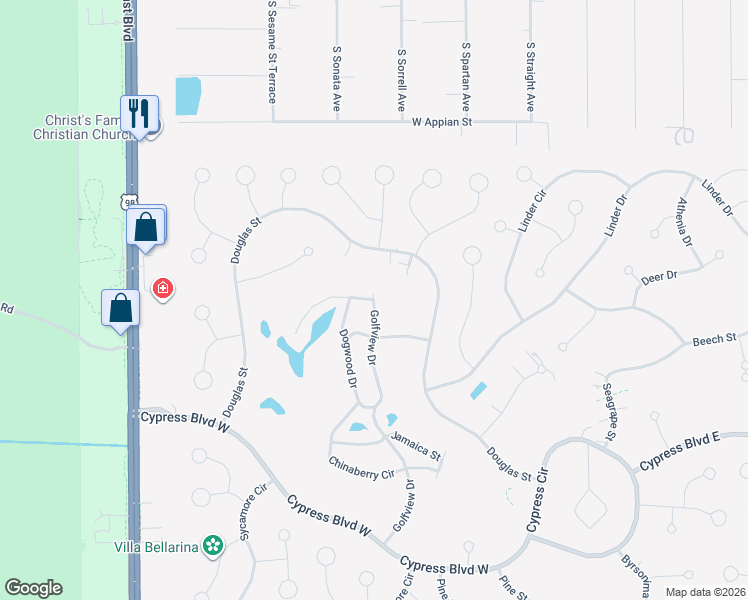 map of restaurants, bars, coffee shops, grocery stores, and more near 115 Golfview Drive in Homosassa