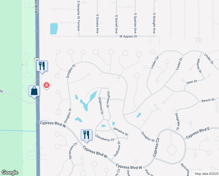 map of restaurants, bars, coffee shops, grocery stores, and more near 111 Golfview Drive in Homosassa