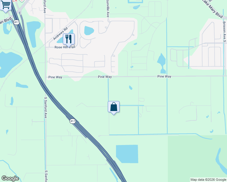 map of restaurants, bars, coffee shops, grocery stores, and more near 4041 Mellonville Avenue in Sanford