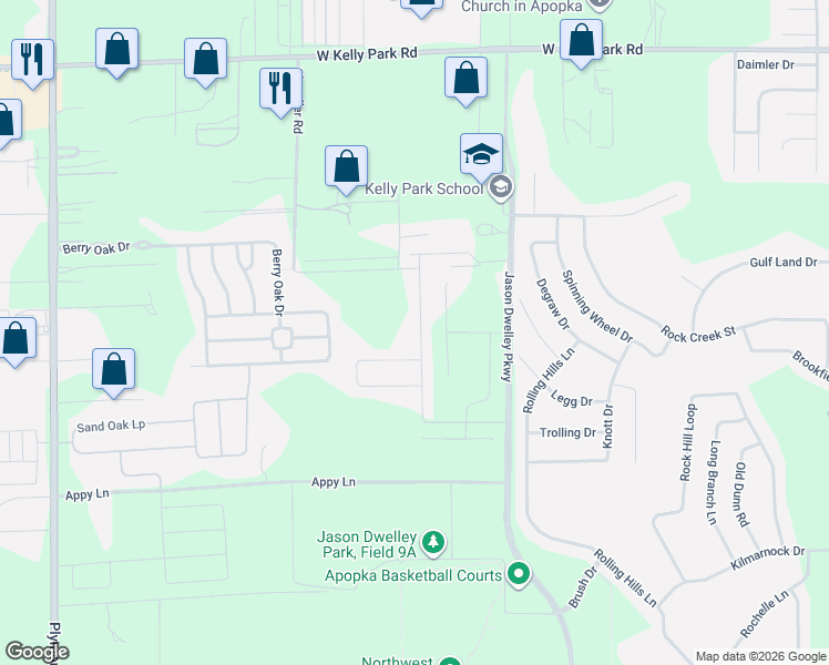 map of restaurants, bars, coffee shops, grocery stores, and more near 4288 Tigris Drive in Apopka
