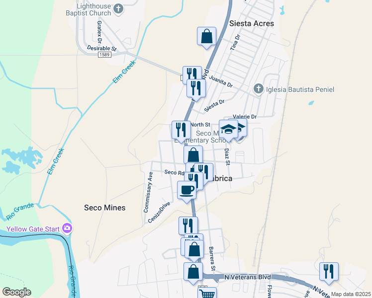 map of restaurants, bars, coffee shops, grocery stores, and more near 2806 Del Rio Boulevard in Eagle Pass