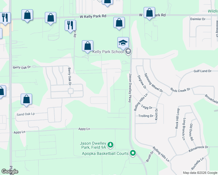 map of restaurants, bars, coffee shops, grocery stores, and more near 4288 Tigris Drive in Apopka