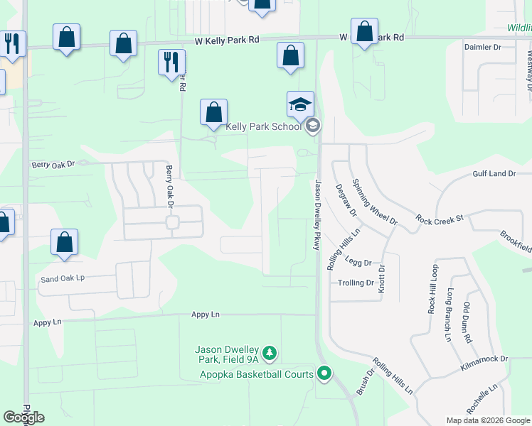 map of restaurants, bars, coffee shops, grocery stores, and more near 4288 Tigris Drive in Apopka
