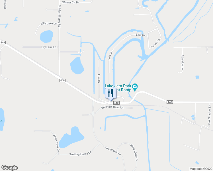 map of restaurants, bars, coffee shops, grocery stores, and more near 27627 Lois Drive in Tavares