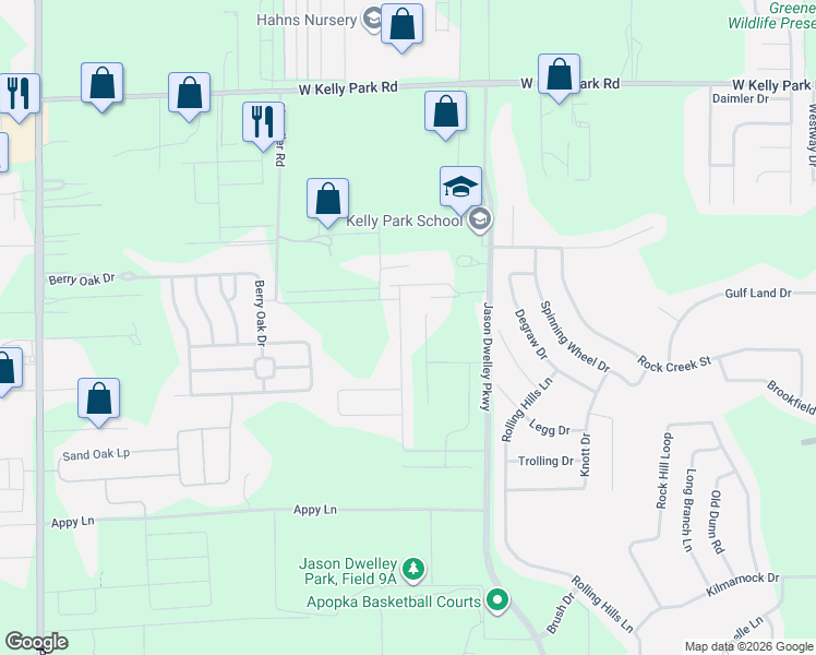 map of restaurants, bars, coffee shops, grocery stores, and more near 4336 Tigris Drive in Apopka