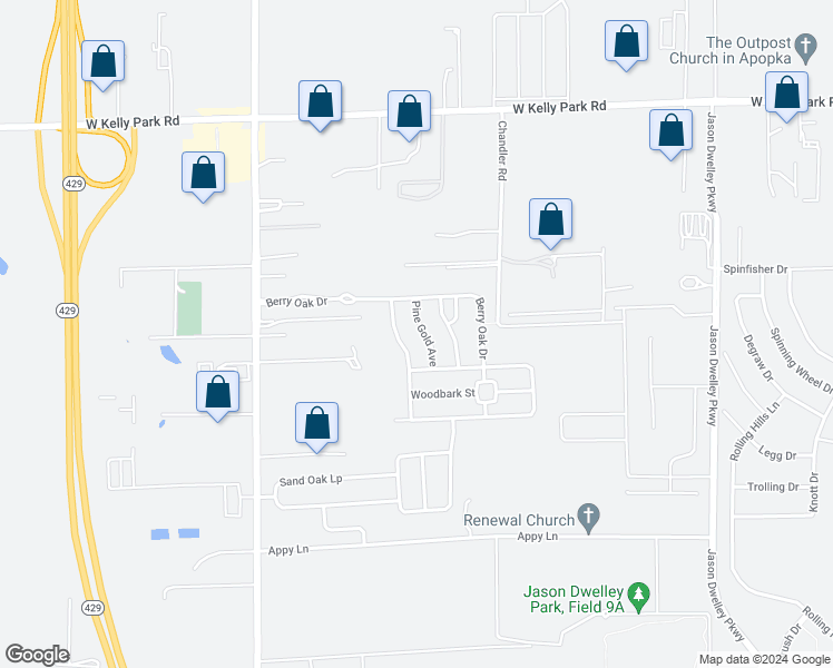 map of restaurants, bars, coffee shops, grocery stores, and more near 4418 Pine Gold Avenue in Apopka