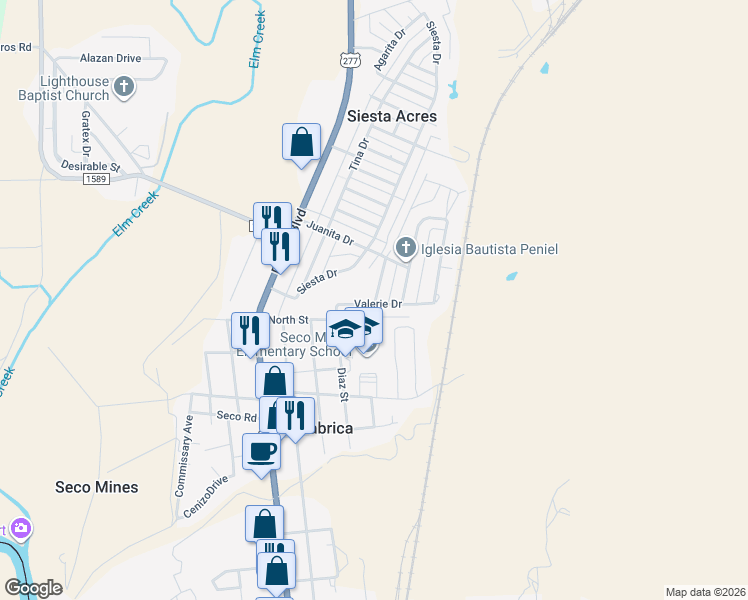map of restaurants, bars, coffee shops, grocery stores, and more near 3101 Valerie Drive in Eagle Pass