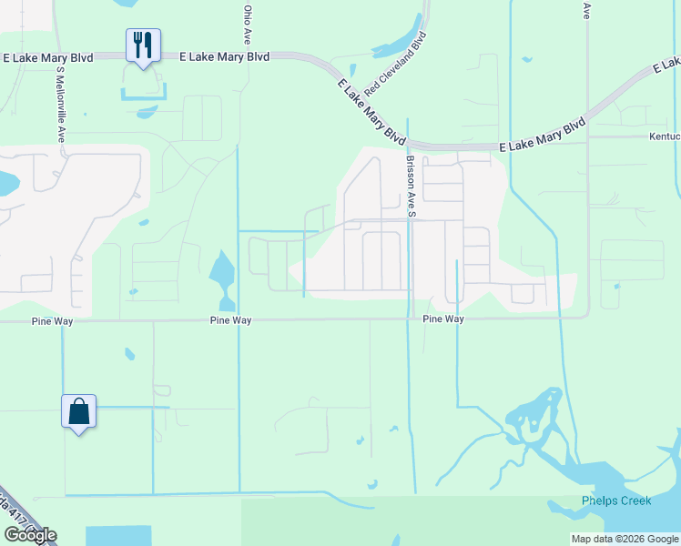 map of restaurants, bars, coffee shops, grocery stores, and more near 4074 Crawley Down Loop in Sanford