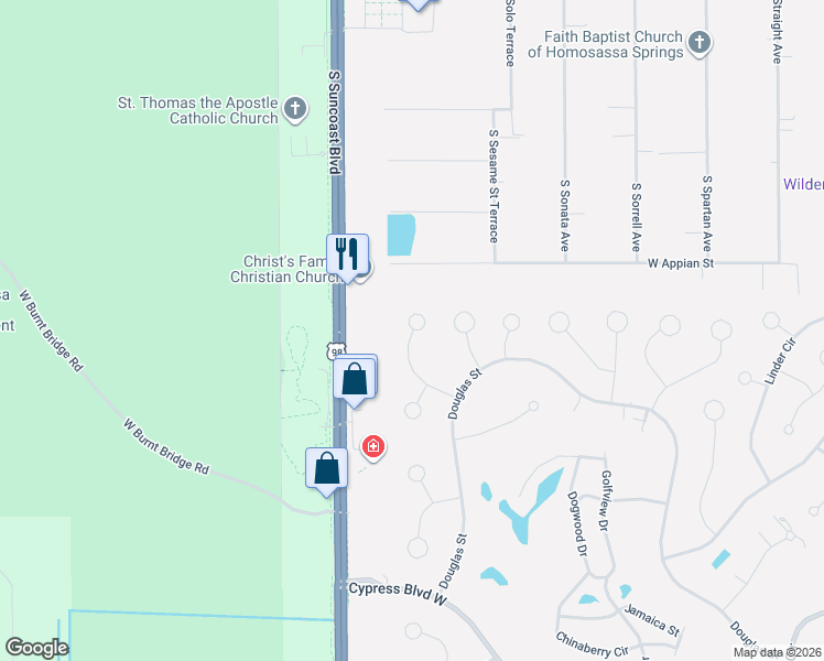 map of restaurants, bars, coffee shops, grocery stores, and more near 26 Rebecca Court in Homosassa