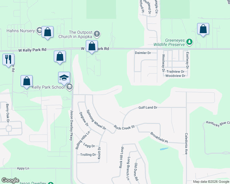 map of restaurants, bars, coffee shops, grocery stores, and more near 1510 Spinfisher Drive in Apopka