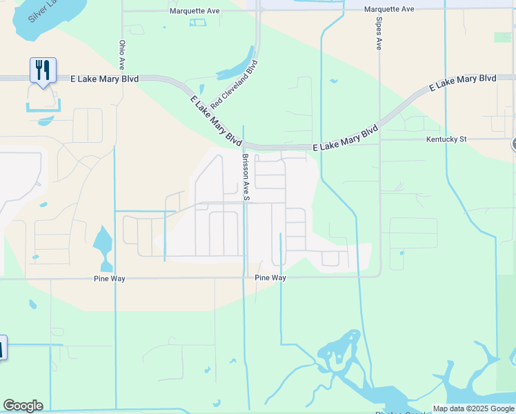 map of restaurants, bars, coffee shops, grocery stores, and more near 2331 Blue Grouse Lane in Sanford