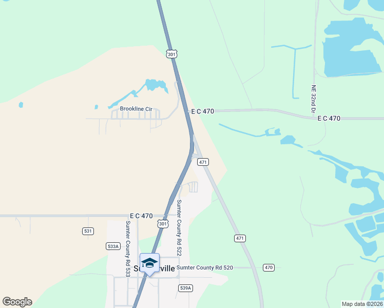 map of restaurants, bars, coffee shops, grocery stores, and more near 1 U.S. 301 in Sumterville