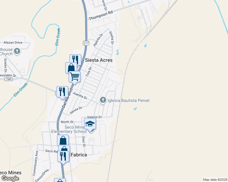 map of restaurants, bars, coffee shops, grocery stores, and more near 3316 Sueno Circle in Eagle Pass