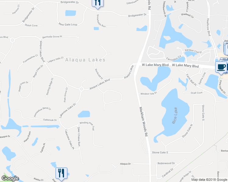 map of restaurants, bars, coffee shops, grocery stores, and more near 3244 Oakmont Terrace in Longwood