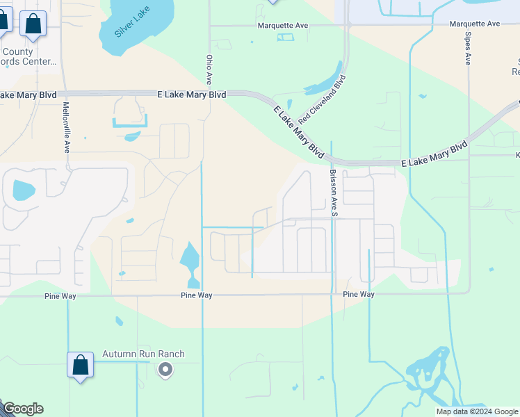 map of restaurants, bars, coffee shops, grocery stores, and more near 3886 Clipstone Place in Sanford