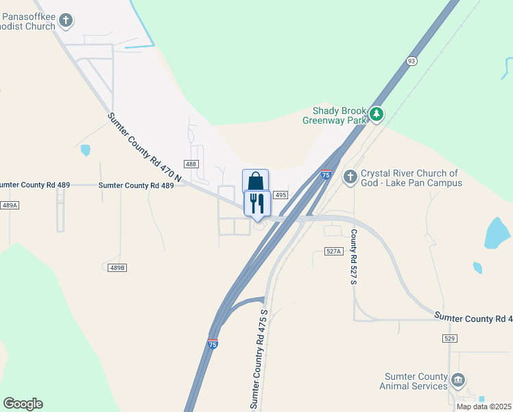 map of restaurants, bars, coffee shops, grocery stores, and more near 22 East C 470 in Lake Panasoffkee