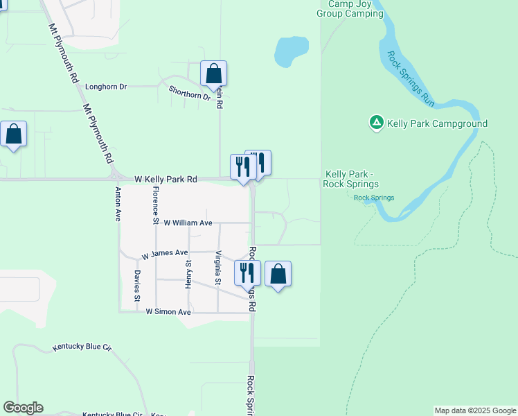 map of restaurants, bars, coffee shops, grocery stores, and more near 4927 Rock Springs Road in Apopka