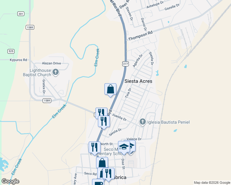 map of restaurants, bars, coffee shops, grocery stores, and more near 3283 U.S. 277 in Eagle Pass