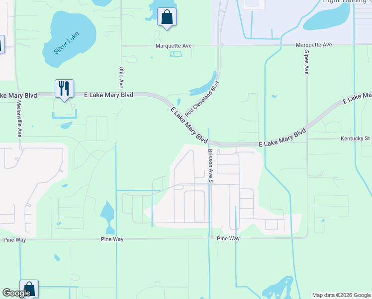 map of restaurants, bars, coffee shops, grocery stores, and more near 3870 Crawley Down Loop in Sanford