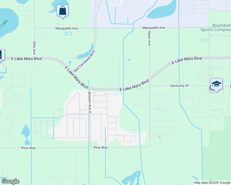 map of restaurants, bars, coffee shops, grocery stores, and more near 2682 Flicker Cove in Sanford