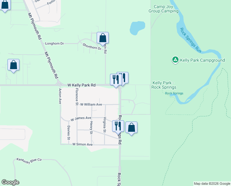 map of restaurants, bars, coffee shops, grocery stores, and more near 4902 Rock Springs Road in Apopka