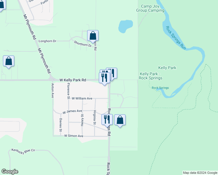 map of restaurants, bars, coffee shops, grocery stores, and more near 4900 Rock Springs Road in Apopka