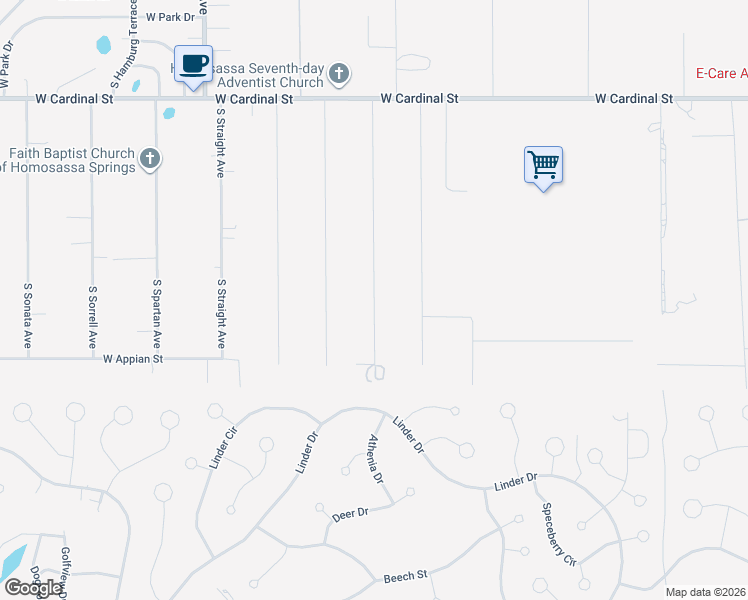 map of restaurants, bars, coffee shops, grocery stores, and more near 7263 South Threshold Point in Homosassa