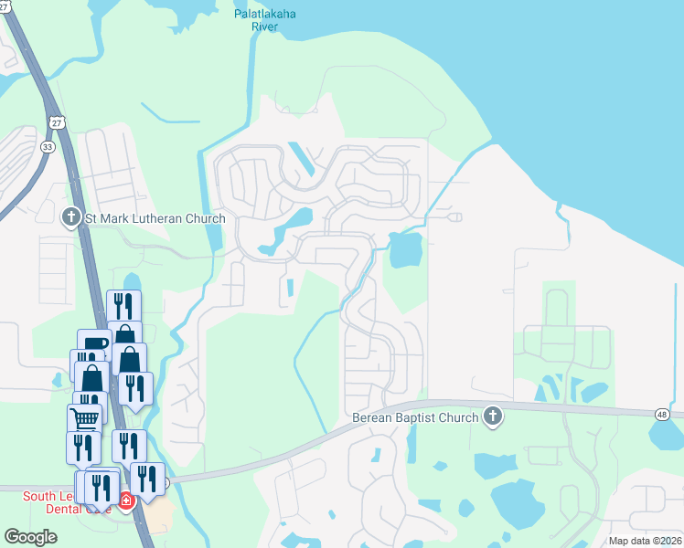 map of restaurants, bars, coffee shops, grocery stores, and more near 141 Dogwood Trail in Leesburg