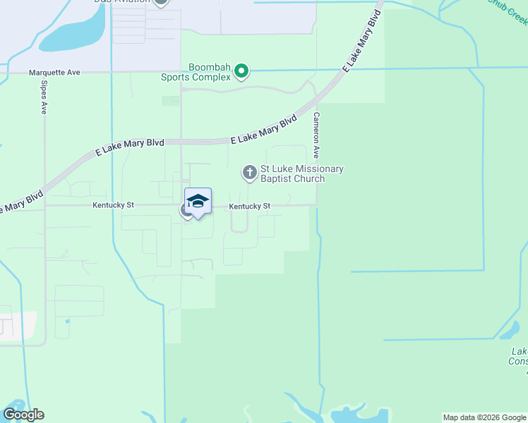 map of restaurants, bars, coffee shops, grocery stores, and more near 3900 Kentucky Street in Sanford