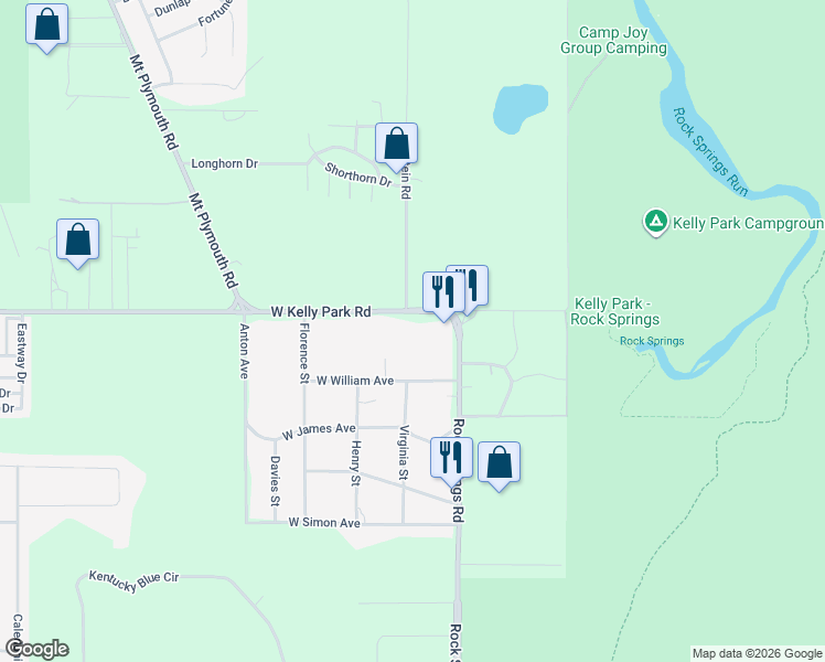 map of restaurants, bars, coffee shops, grocery stores, and more near 104 West Kelly Park Road in Apopka