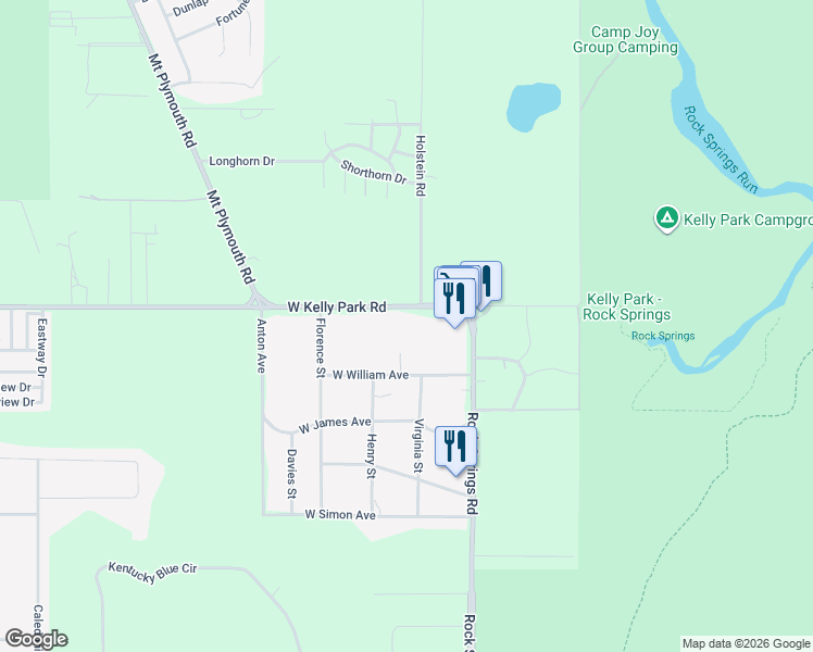 map of restaurants, bars, coffee shops, grocery stores, and more near 104 West Kelly Park Road in Apopka