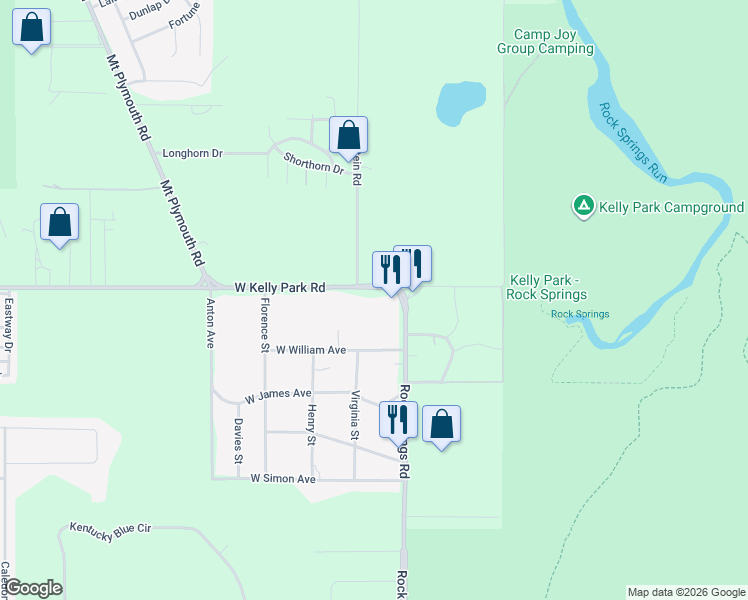 map of restaurants, bars, coffee shops, grocery stores, and more near 4902 Rock Springs Road in Apopka