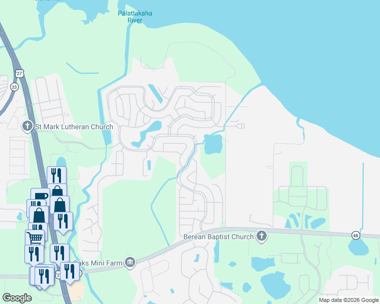 map of restaurants, bars, coffee shops, grocery stores, and more near 364 Hawthorne Boulevard in Leesburg