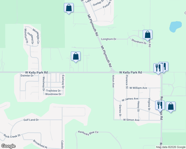 map of restaurants, bars, coffee shops, grocery stores, and more near 606 West Kelly Park Road in Apopka