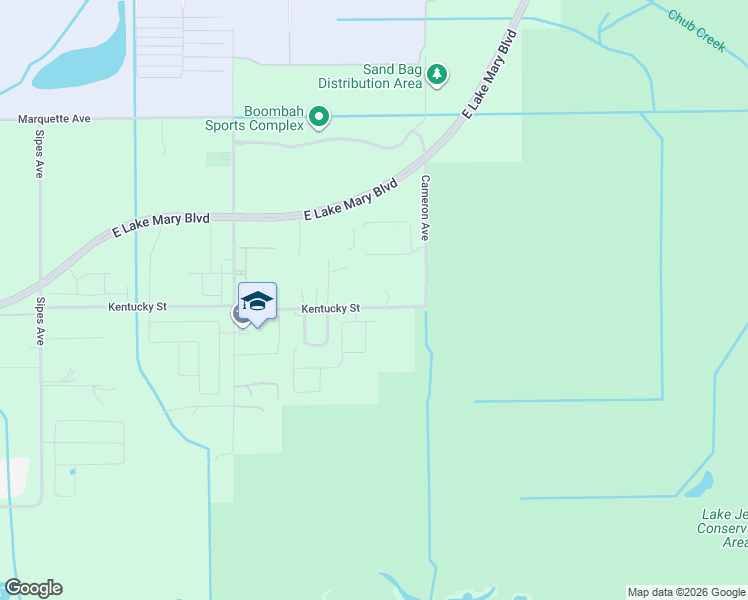 map of restaurants, bars, coffee shops, grocery stores, and more near 3950 Kentucky Street in Sanford