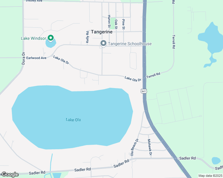 map of restaurants, bars, coffee shops, grocery stores, and more near 7072 Lake Ola Drive in Mount Dora