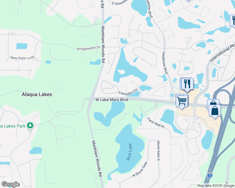 map of restaurants, bars, coffee shops, grocery stores, and more near 1504 Rackets Court in Lake Mary