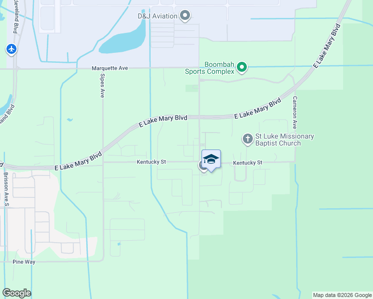 map of restaurants, bars, coffee shops, grocery stores, and more near 3600 Skyway Drive in Sanford