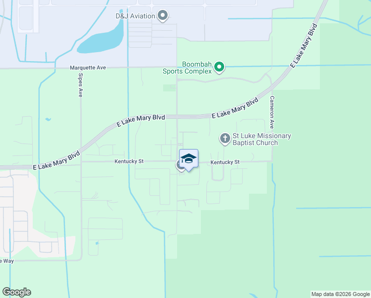 map of restaurants, bars, coffee shops, grocery stores, and more near 3645 Voyager Lane in Sanford