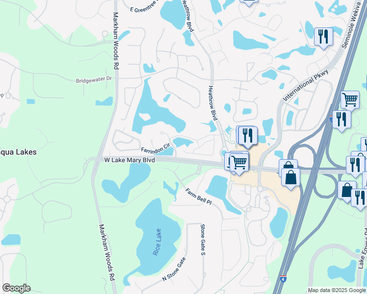 map of restaurants, bars, coffee shops, grocery stores, and more near 1324 Chestwood Cove in Lake Mary