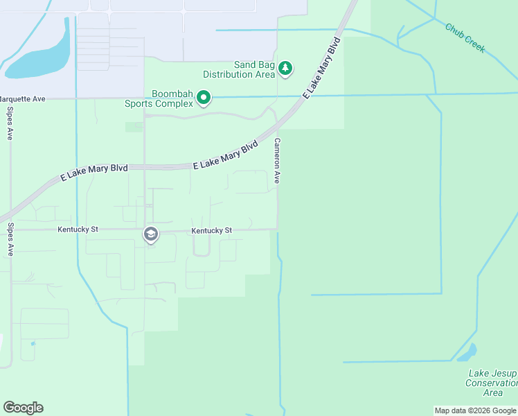 map of restaurants, bars, coffee shops, grocery stores, and more near 3950 Kentucky Street in Sanford