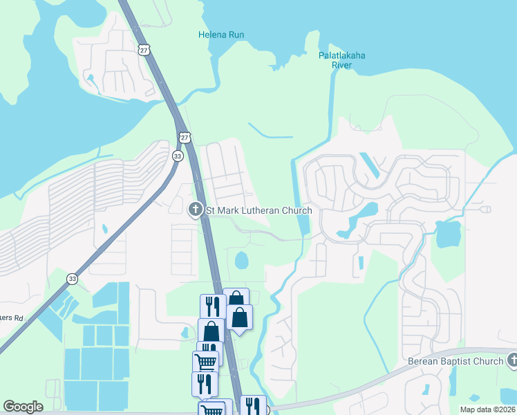 map of restaurants, bars, coffee shops, grocery stores, and more near 28200 River Run Drive in Leesburg