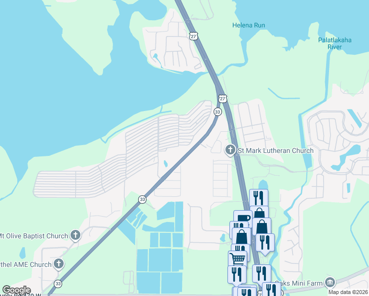 map of restaurants, bars, coffee shops, grocery stores, and more near 1-15 Blackfoot in Leesburg