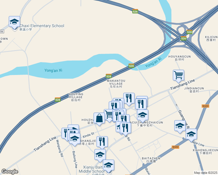 map of restaurants, bars, coffee shops, grocery stores, and more near in 